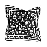 PMAIHNAS Women's Fashion Silk Scarf Black and White Skull Square Satin Headscarf Neck Scarf Head Hair Wraps