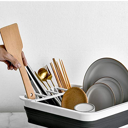 KKmoon Escorredor de pratos Escorredor de pratos dobrável Bandeja de drenagem Escorredor com escorre