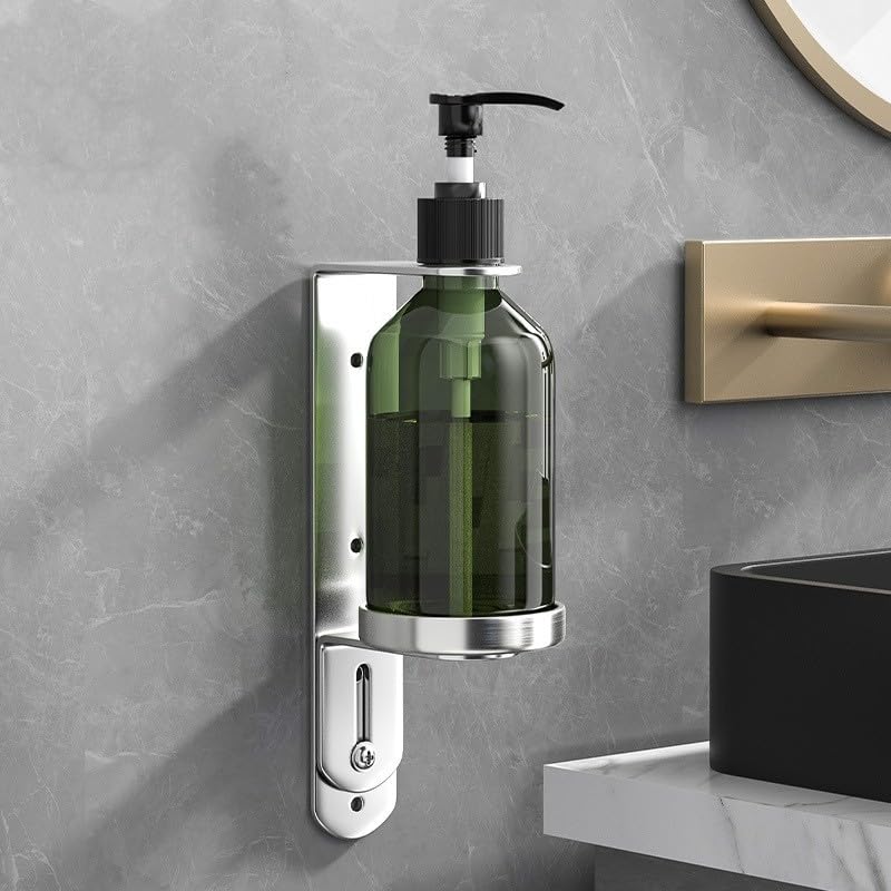 Dispenser Bottle Holder, Wall Mounted Non Perforated Soap Dispenser Bracket, 304 Stainless Steel Bathroom Soap(1 Hole)