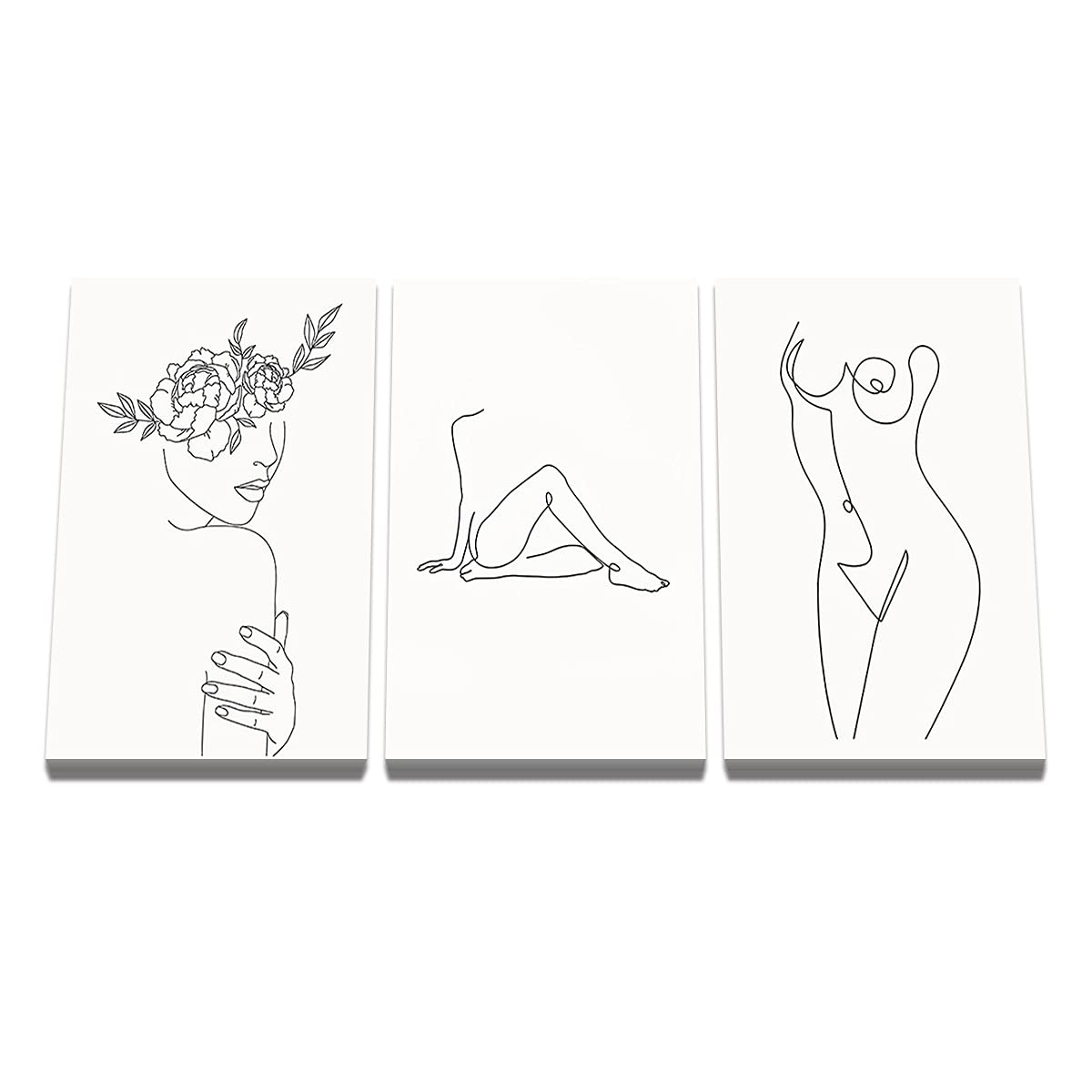 Toile 3 pièces art mural femme abstrait avec impression HD premium sur châssis