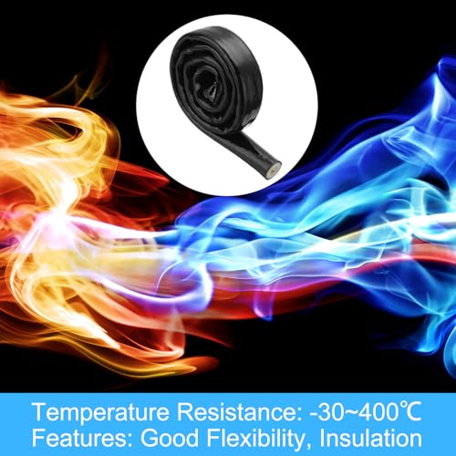 Image of MECCANIXITY 1 /5 inch ID 1.6ft Heat Shielded Fire Sleeve Silicone Coated Fiberglass Tape, for Automotive Hose Lines Wires Electrical Wiring, Black
