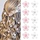 Mezrkuwr 10 Stück Weiße Rosa Mini Blumen Haarspangen Mit Strass - Niedliche Haarnadeln, Dekorative Hochzeit-Haarspangen, Blumen-Haar-Accessoires