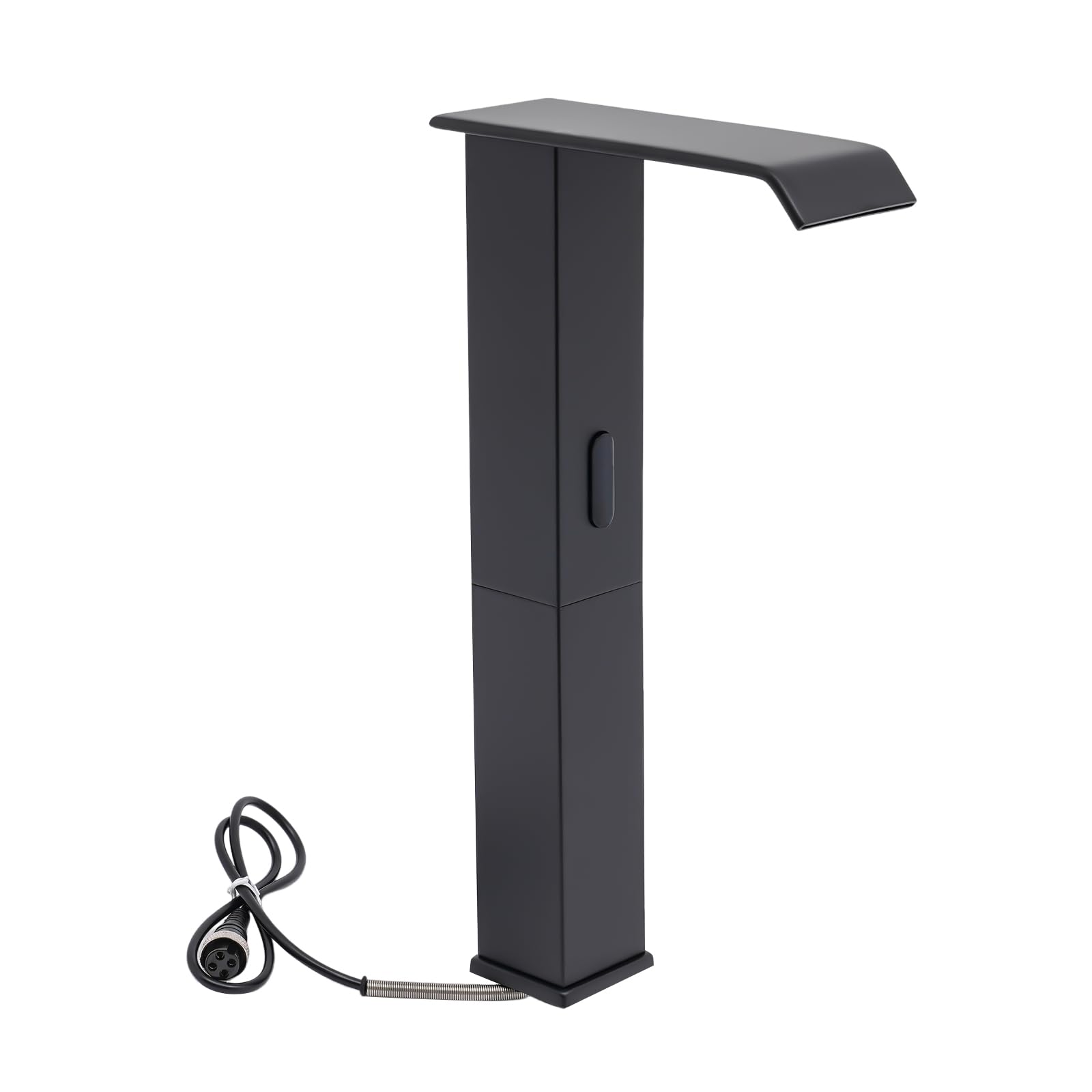 Grifo de latón con sensor infrarrojo alto, grifo de lavabo automático con válvula de temperatura ajustable, grifo mezclador sin contacto (negro)