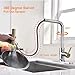 KEER Waterfall Kitchen Faucet with Pull Down Shower, Single Handle and 360° Swivel Stainless Steel Single Hole Kitchen Sink Faucet,Chrome and Gold