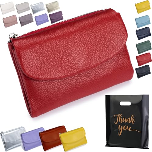 Joyfullgyo Wallet Unisex Pebble Leather Wallet, RFID Anti-Theft, Waterproof, Slim Wallet for Women & Men, Large Capacity Coin & Card Holder (F)