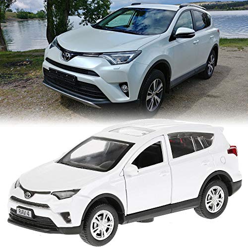 Diecast Toy Car Toyota RAV4 1/36 Scale Metal Model - White Сompact Сrossover SUV Russian Die Cast Toy Cars
