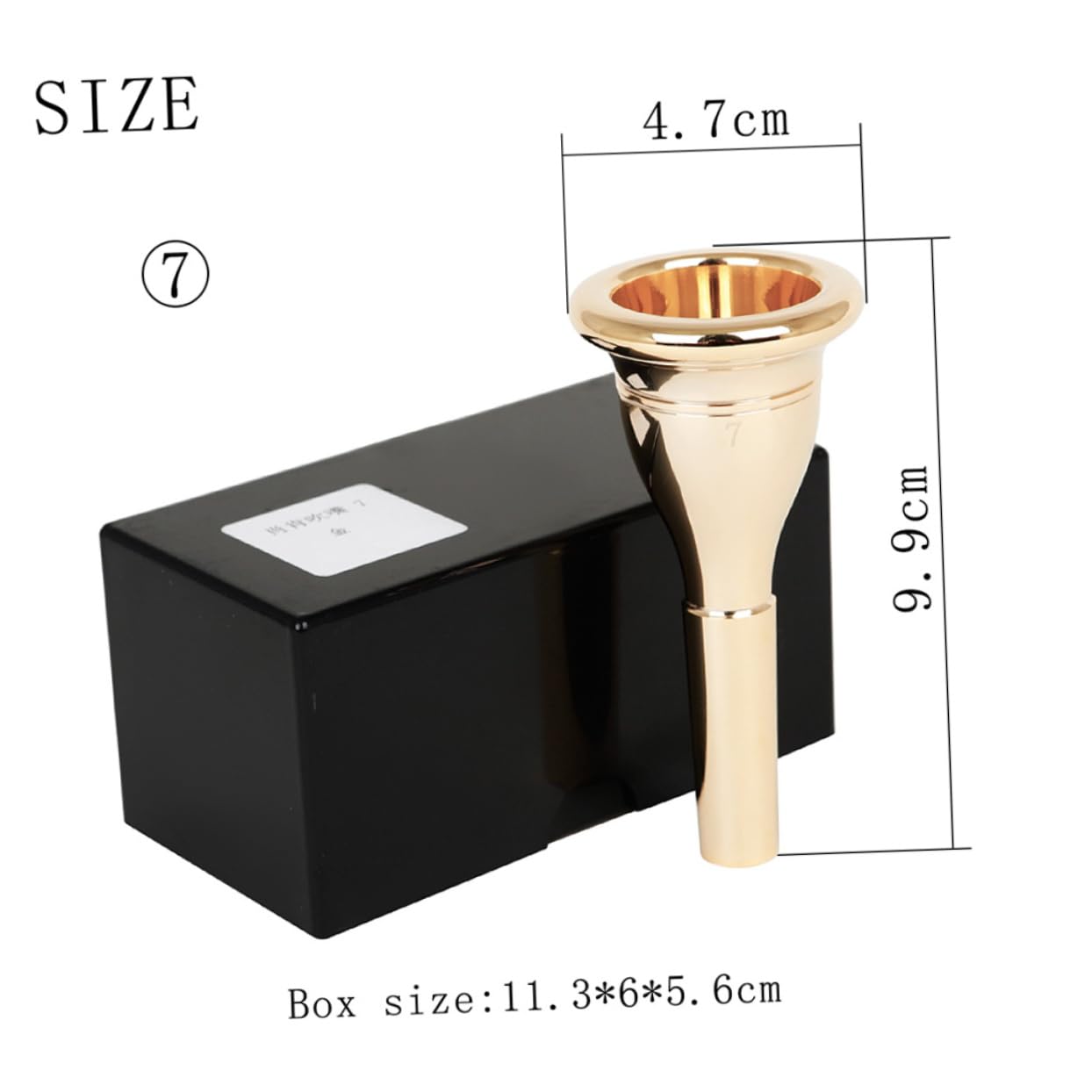 OFFSCH Small Metal Trumpet for Student 13.3mm 7 Size Gold Plated Trumpet Mouthpiece for Music Instruments