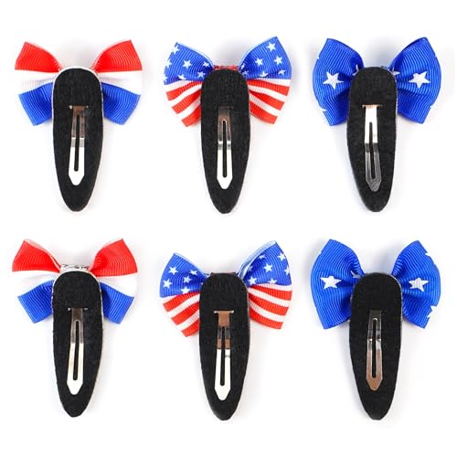 Pinzas de cabello patrióticas 6 piezas para niñas miniatura 2