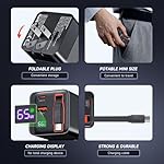 65W Retractable Wall Charger, USB C Charger Block Built-in Type C Cable & Dual Port, PD PPS Fast Charging GaN Power Adapter Travel Charger for MacBook,Lenovo IdeaPad,iPhone 16 Pro Max,Galaxy S24 - Image 3