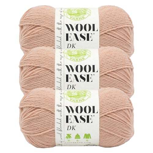 Image of Lion Brand Yarn, Wool-Ease DK Crochet & Knit Yarn, Peach, Orange, 3 Pack