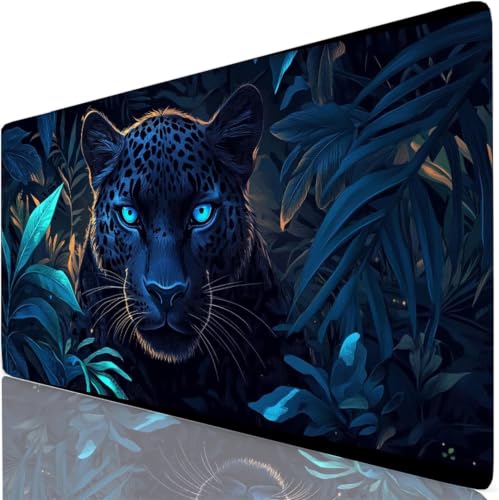 Grand tapis de souris léopard 1000x500x4mm noir antidérapant pour bureau