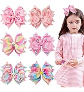 MiDoDo 6 Pack Big Hair Bow Clips for Girls Grosgrain Ribbon Hair Bows Clips Large Baby Bows for H...