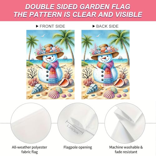 Image of BlissYard Winter Garden Flag Beach Snowman Coastal Scene 12 x 18 Inch