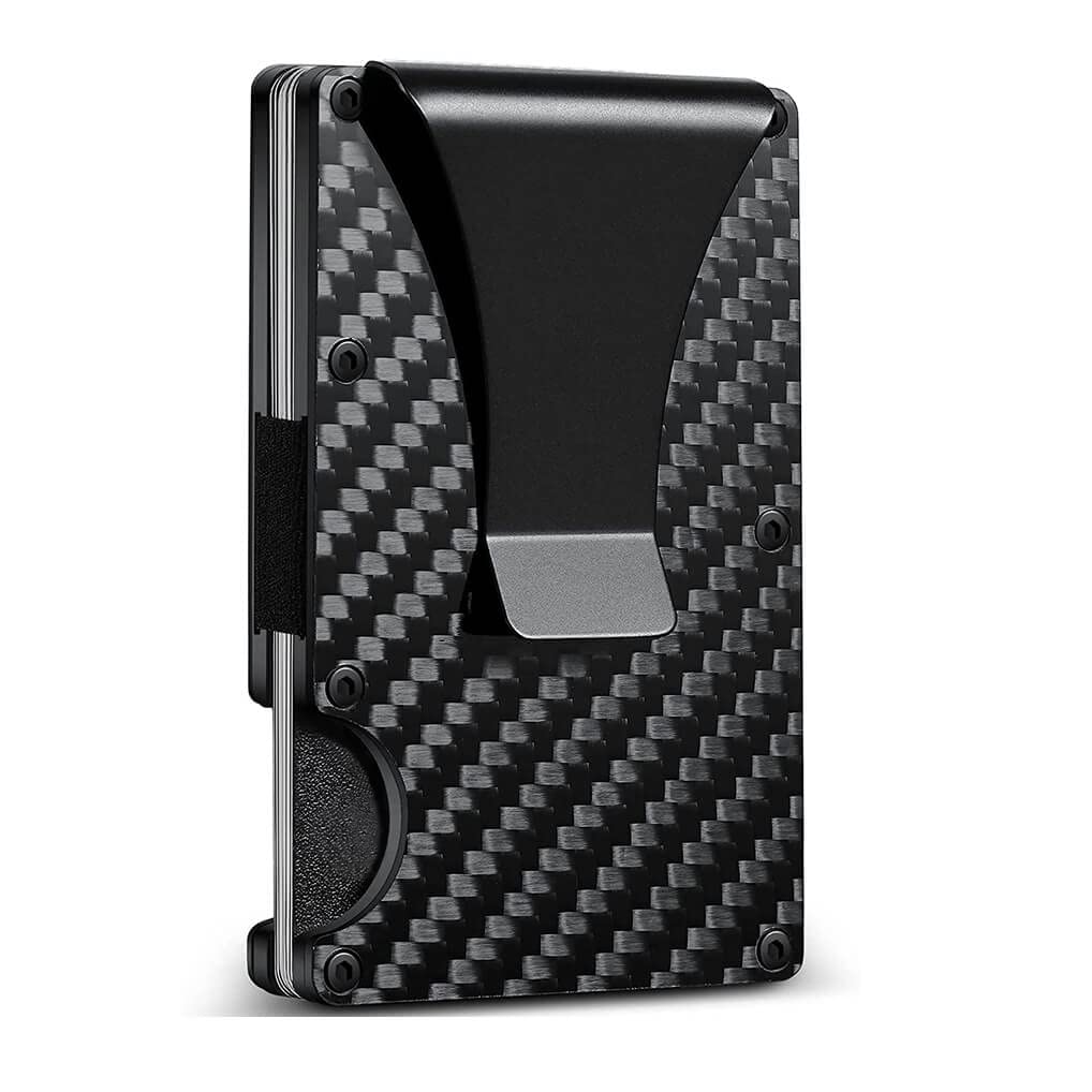 LEXTURECustom Wallets for Men Minimalist Wallet – Personalized Wallet with Money Clip (Matte Carbon Fiber)