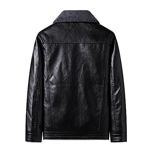 Chaqueta de cuero sintético para hombre con cuello alto miniatura 3