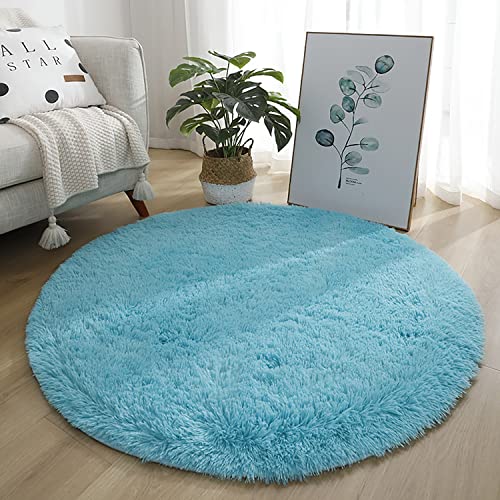 KAYBTNT Round Rug, Fluffy Shaggy Aesthetic Circle Rug, Plush Washable Non-Slip Soft Area Circular Fuzzy Rugs, Cute Carpet for Kids Baby Nursery Girls Living Room Bedroom Home,Royal Blue,60cm/24inch