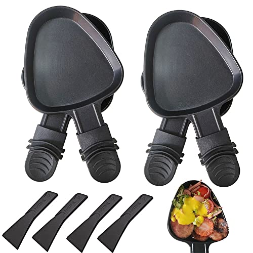 QcuGvy Raclette Casserole-Lot de 4 poêles à raclette triangulaires de rechange Avec RevêTement Non Collant PoignéE D'Isolation18X9cm 4Pelle Au Barbecueplateau de Cuisson Pour Fromage Fondu Oeuf