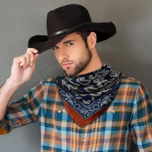 Image of 27.5 Inches Square Silk Feeling Neck Scarf for Men Necktie Silk Bandanas Pocket Square Cowboy Scarves