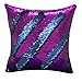 Yuanu Sirène Paillette Housse de Coussin Glitter Réversible Paillettes Taie d'oreiller Décoratif Maison Canapé VioletBleu (40 * 40cm/16")
