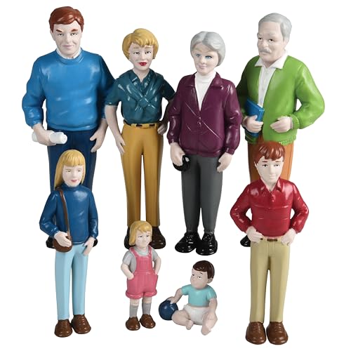 Creative Minds Marvel Education Caucasian Family Toy Figure Set for Kids Ages 3+, Set of 8 Inclusive and Diverse Dollhouse Toy Figurines, Multicolor