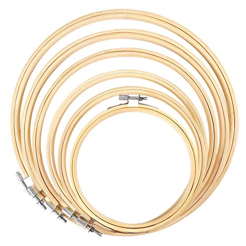 BigOtters 6PCS Embroidery Hoops, Bamboo Circle Cross Stitch Hoop Ring 4.7 Inches to 10.6 Inches for Christmas Ornaments Art Craft Handy Sewing DIY Favor