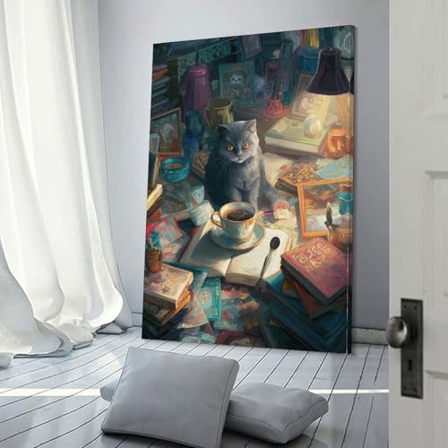 Toile murale chat décoration salon moderne 40x60 ready to hang