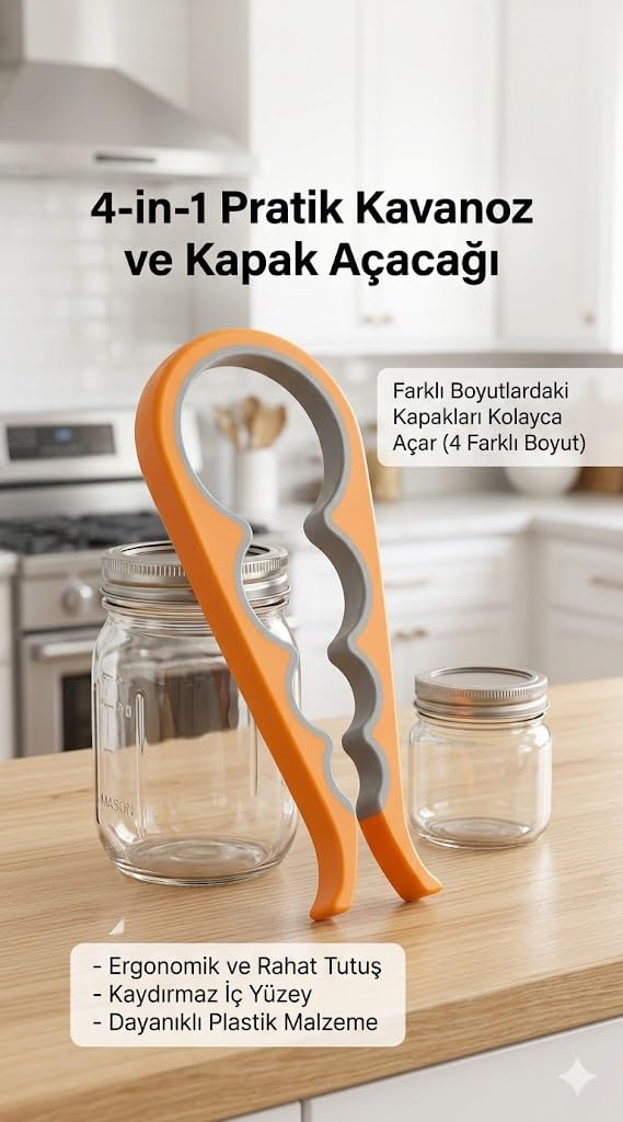 Smartizi Ergonomik Kavanoz ve Şişe Açacağı - Zayıf Eller ve Artrit İçin Kaydırmaz Çoklu Kapak Açıcı