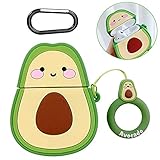 AIYAAIYA Funda de Silicona Airpods , Funda Protectora Divertida Divertida para Apple Airpods 1 y 2 , Llavero Suave y Divertido Kawaii Fun niñas o Parejas (Aguacate)
