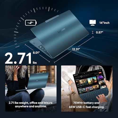 Image of Lenovo Yoga Slim 9i 14 inch 4K OLED Touch Laptop, Intel Ultra 7 258V, 32GB RAM, 2TB Storage(1TB SSD&1TB Docking Station), Intel Arc Graphics, Backlit Keyboard, Copilot+PC, Fingerprint, Win 11, Tidal Teal