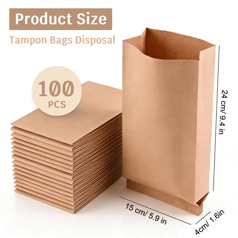 Image of Sanitary Pad Disposal Bags, 100 Count, Waterproof, Odor Controlling, Eco-Friendly Kraft Paper Bags (Pack of 2)