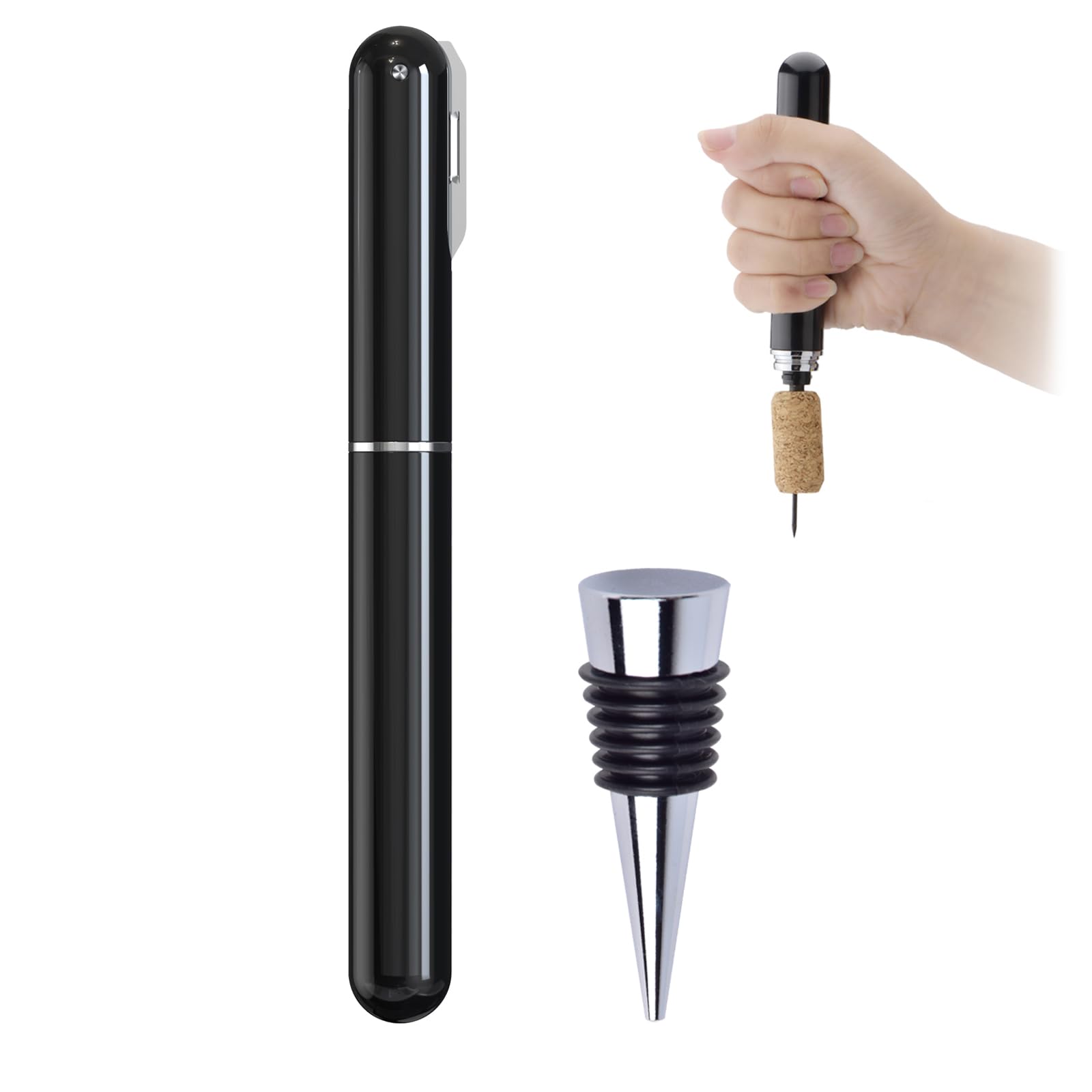 Sacacorchos de Aire a Presión 2 en 1 con Tapones de Acero Inoxidable Abridor de Vino Profesional
