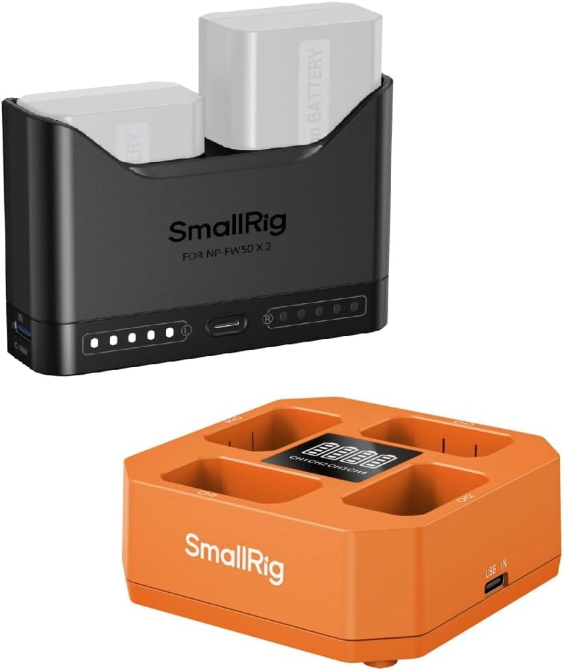 SMALLRIG NP-FW50 Battery Charger and 4-Channel Camera Battery Charger for Sony