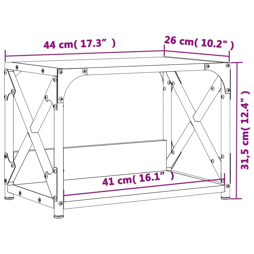 Supporto per stampante con 2 ripiani, supporto da scrivania in legno e struttura in metallo, rovere affumicato, 44 x 26 x 31,5 cm, gambe regolabili per stabilità, multifunzione