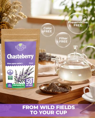 Image of 50 Bags Chaste Tree Berry Сhasteberry Tea Vitex Tea Herb (Vitex Agnus-Castus) - 50 Count 2 g Bags Chaste Tree Berry Herbal Vitex Sauzgatillo