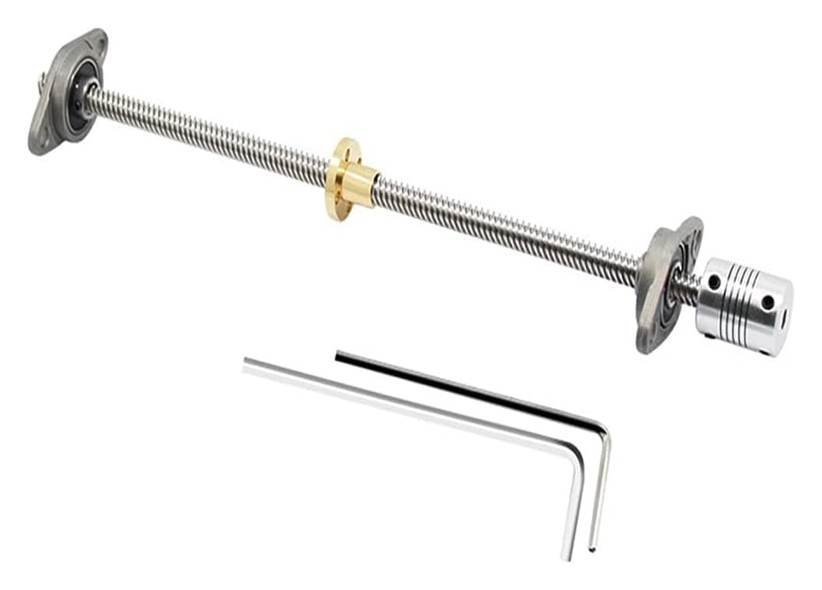 Juego de Piezas for Impresora 3D, con husillo T8 de 8 mm (150/200/300/400/500 mm), Tuerca de Cobre, Soporte de rodamiento KFL08 y Kit de Acoplamiento Flexible de 5 a 8 mm.(500mm)