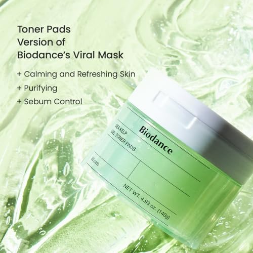 Biodance-Sea-Kelp-Gel-Toner-Pads-Calming-Soothing-for-Sensitive-Skin-Oil-Sebum-Control-Blemish-Care-Gentle-Exfoliating-Korean-Toner-Pads-493-floz140g60Pads