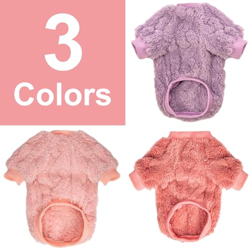 Dog Sweater, 3 Pack Dog Sweaters for Small Dogs or Cats, Girl or Boy, Warm Dog Clothes Shirt Coat for Winter Christmas (Pink, Purple, Rose Red, Small) - Image 5