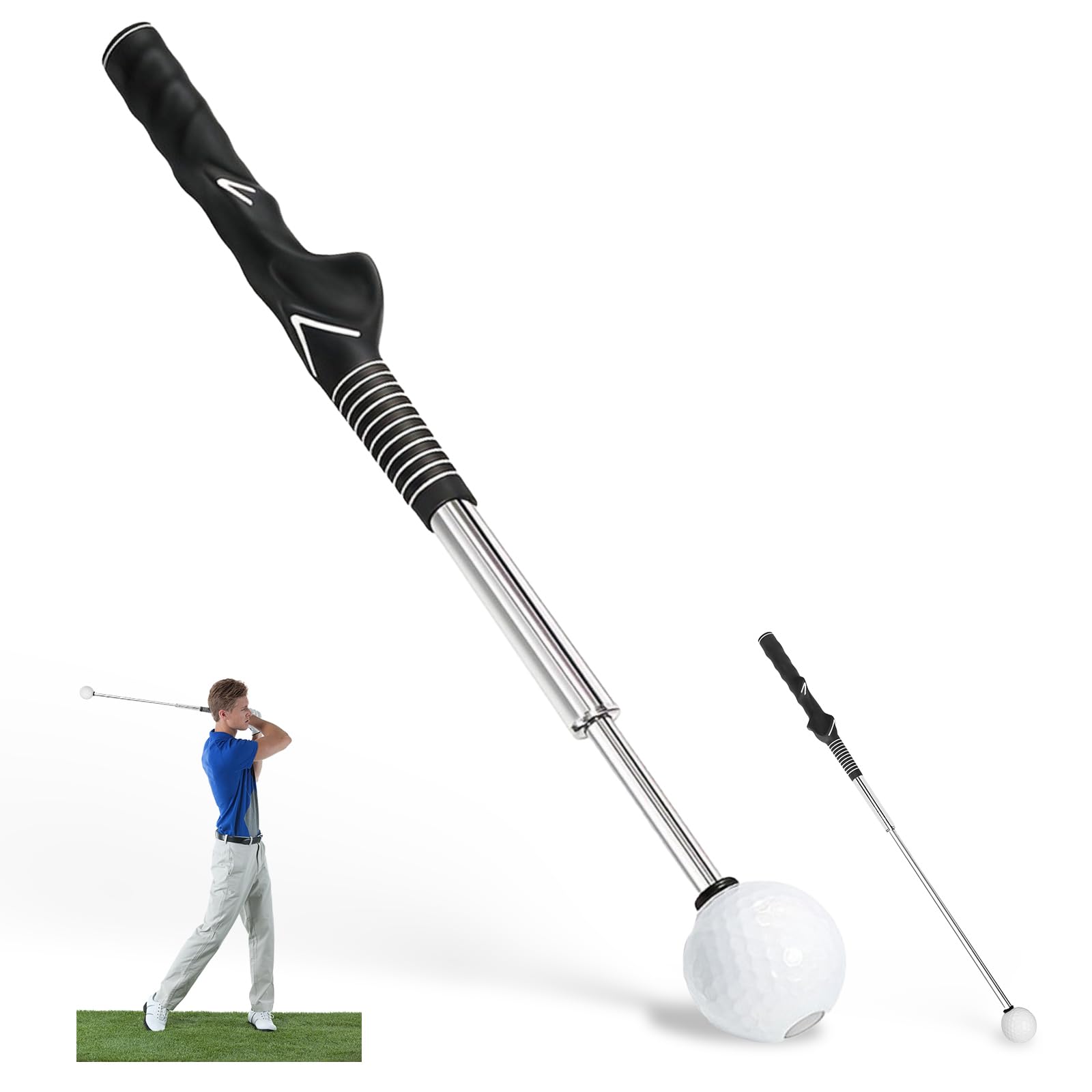 Golf Grip Trainer - Retractable Swing Training Rod with Ergonomic Golf Training Grip for Beginners & Brofessional?