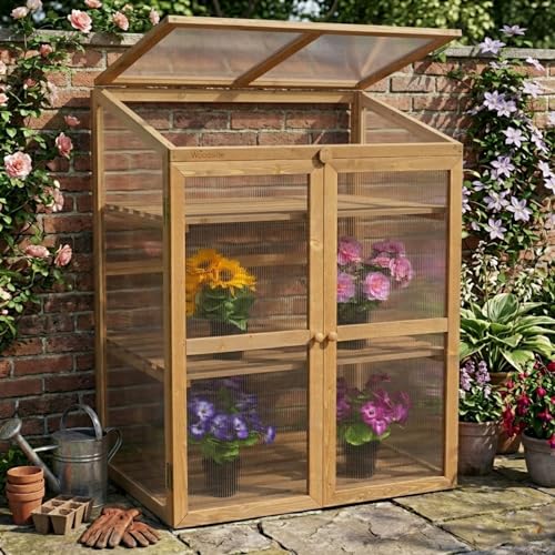 Woodside Outdoor Wooden Plant Flower Vegetable Cold Frame Cupboard Growhouse - 3