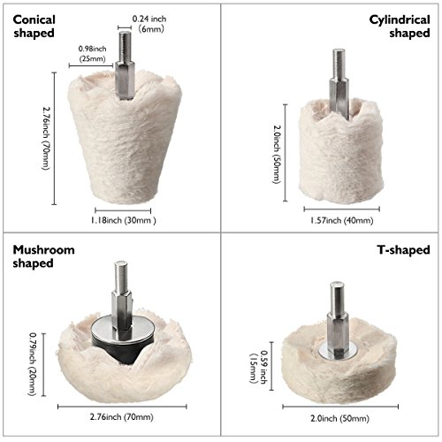 MATCC Polishing Wheel For Drill Polishing Pad Buffing Wheel Kit Wheel Polisher Buffing for Drill 4Pcs White Flannelette Polishing Mop Wheel Grinding Head with 1/4