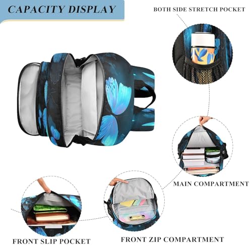 Sac à dos ordinateur portable enfant bleu cartable papillons