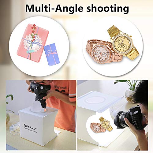 Portable Folding Mini 3 Modes Dimmable LED Ring Light Box 20cm Lightbox Photo Studio Box Photography Light Studio Shooting Tent Box Kit & 6 Color Backdrops - Thumbnail 4
