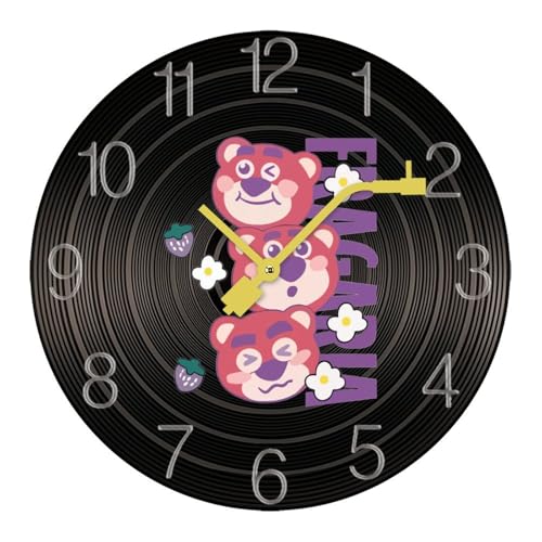 掛け時計 木製レコード ロッツォ ウォールクロック かけ時計 置き時計 インテリア おしゃれ 電池式 飾り 木製 連続秒針 北欧 無音 壁掛け 個性的 大数字 音楽愛好家 直径30cm ギフト