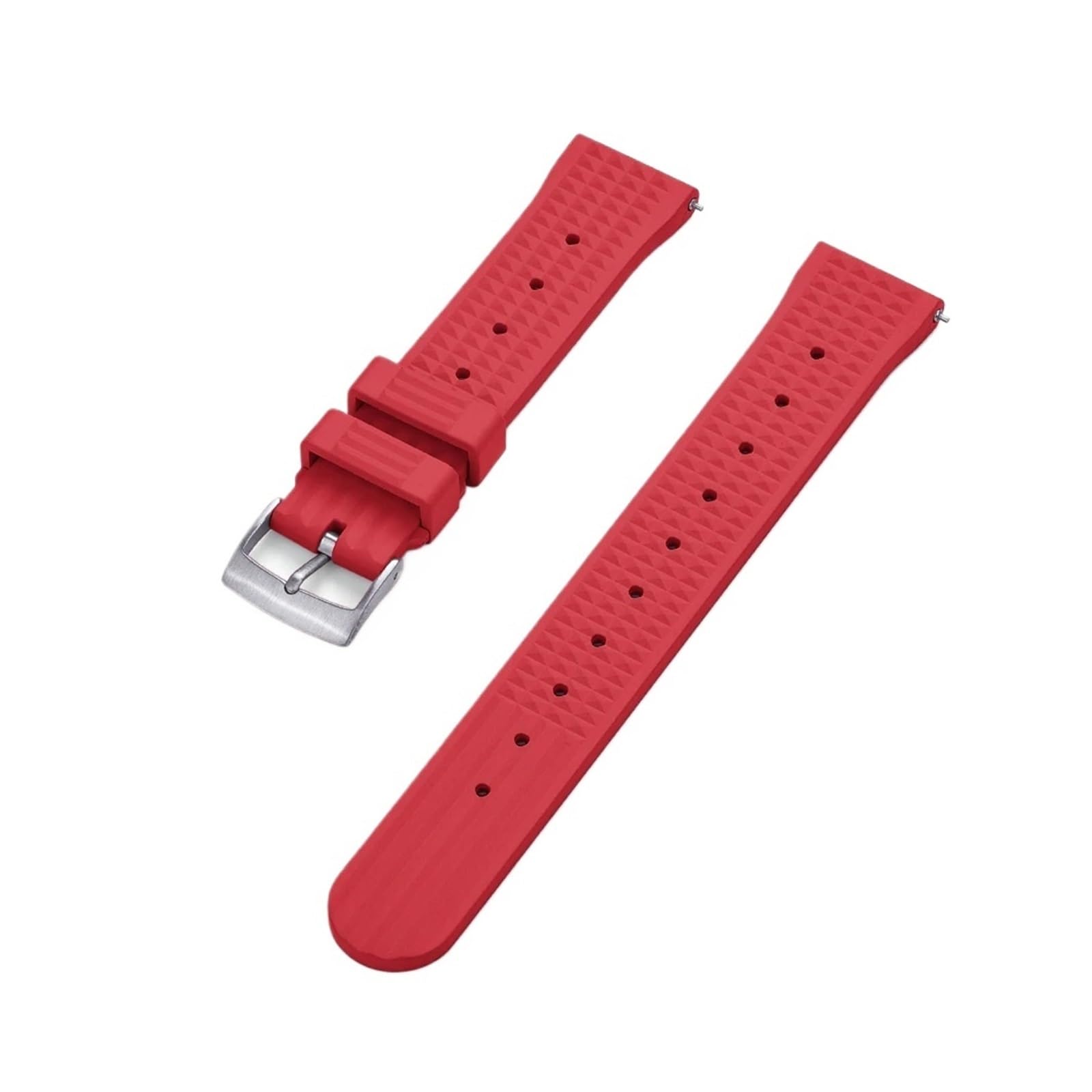 Uhrenarmband， Fluorkautschuk-Armband for Herren(Red Silver,22mm)