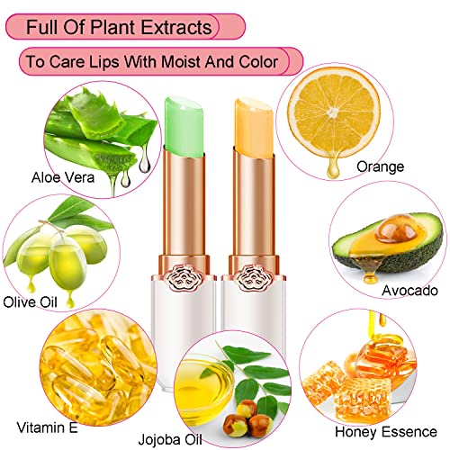Aloe Vera Orange Color Changing Lipstick, 2 Pcs Lasting Moisturize Tinted Lip Balm, Magic Lip Gloss Mood Color Change Jelly Lipstick For Women (Set A) #TOP4