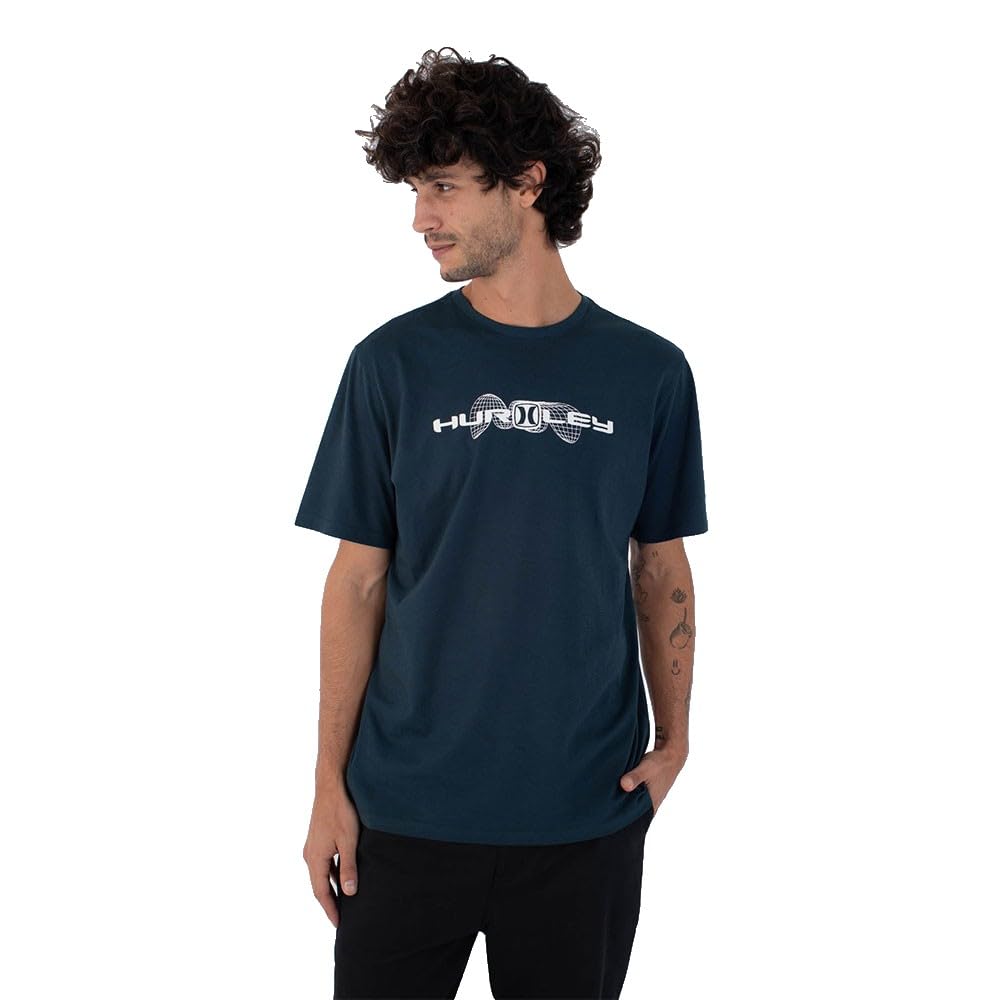 Hurley Mens Short Sleeve The Globe T-Shirt, Blue, S EU