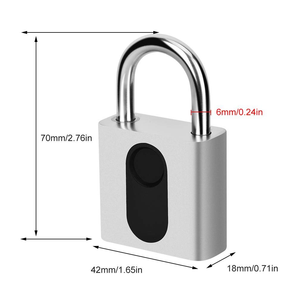 Candado Huella Dactilar Inteligente, Candado Con Huella Dactilar Candado Taquilla Inteligente, USB Recargable Candado De Huellas Dactilare Bloqueo Biométrico Sin Llave Impermeable Para Puerta, Maleta