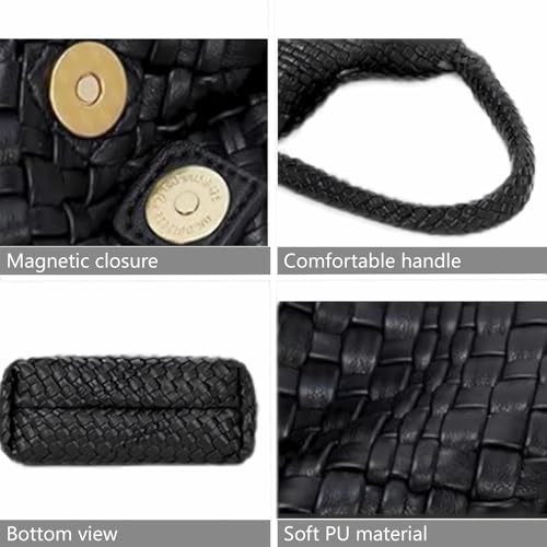 covimy Woven bag for women,Vegan Leather Woven Purse Small Shoulder Bag 2pcs4
