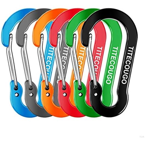 TITECOUGO Carabiner Keychain,Aluminum D-ring Locking Carabine D-Shape Lock Snap Backpack Water Bottle Keychain Climbing Gear Accessories EDC Camping Tent Multi Function Tool Multiple Colors Cover