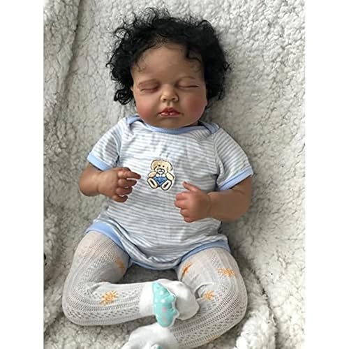 Zero Pam Black Reborn Baby Dolls-20 Inch Realistic Baby Doll, Life Like African American Babe Newborn Doll with Soft Cotton Body Real Life Silicone Babe That Look Real with All Accessories
